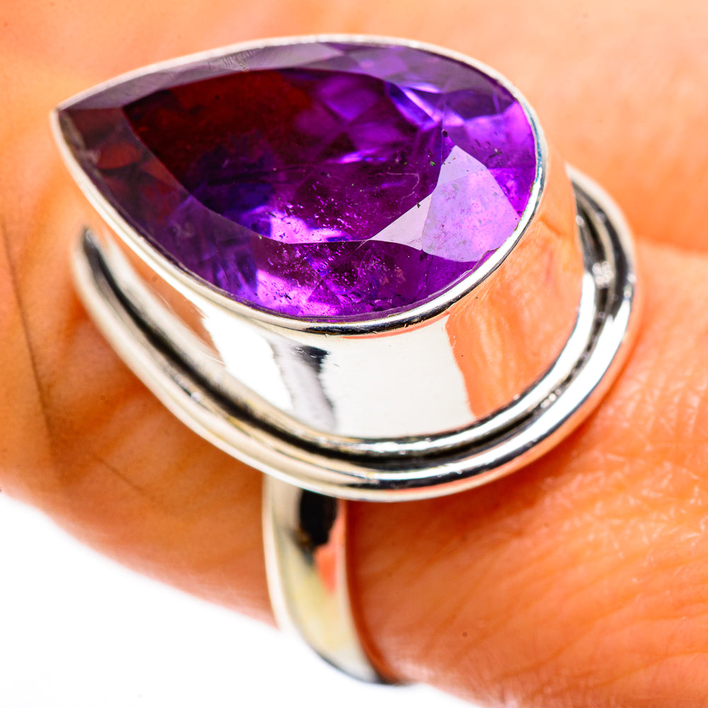 Large Faceted Amethyst Ring Size 8.25 (925 Sterling Silver) RING135780