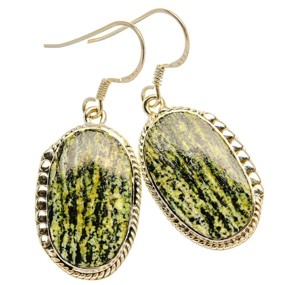 Swiss Green Opal 925 Sterling Silver Earrings 1 5/8" Ana Co E431831