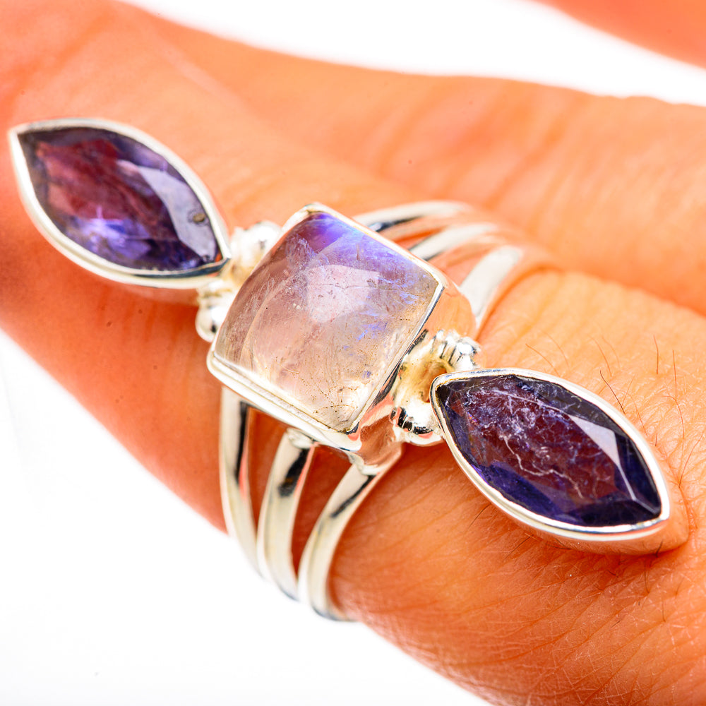 Rainbow Moonstone, Tanzanite Ring Size 7.25 (925 Sterling Silver) RING134665