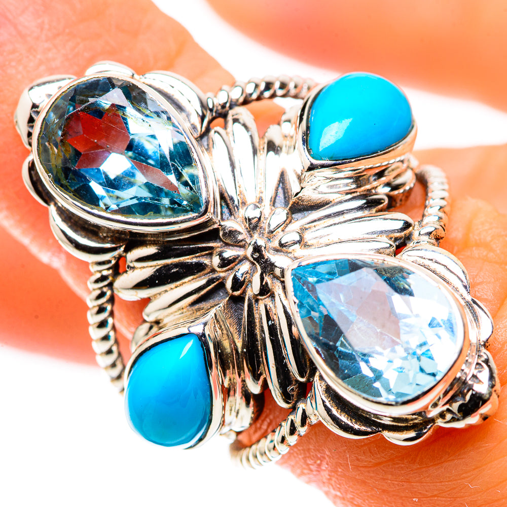 Large Blue Topaz, Sleeping Beauty Turquoise Ring Size 6 (925 Sterling Silver) RING136076