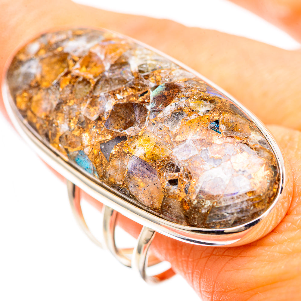 Gigantic Brecciated Labradorite Ring Size 10.75 (925 Sterling Silver) RING136539