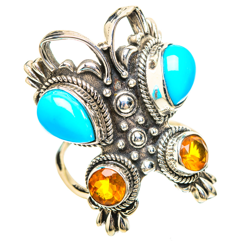 Large Sleeping Beauty Turquoise, Citrine 925 Sterling Silver Ring Size 7.25 (925 Sterling Silver) RING137354