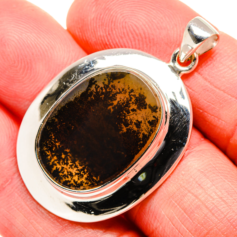 Scenic Dendritic Agate Pendant 1 3/4"  (925 Sterling Silver) PD36928