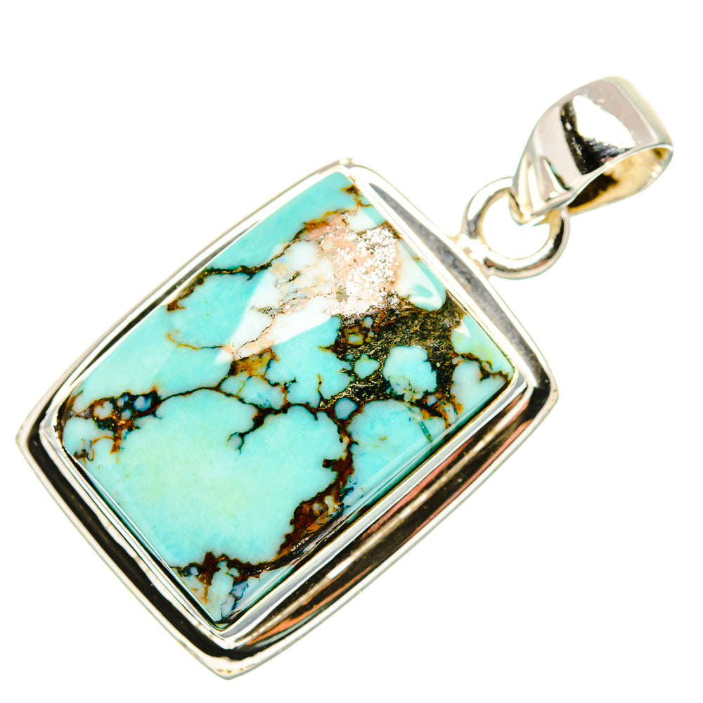 Tibetan Turquoise Pendant 1 1/2" (925 Sterling Silver) PD36885