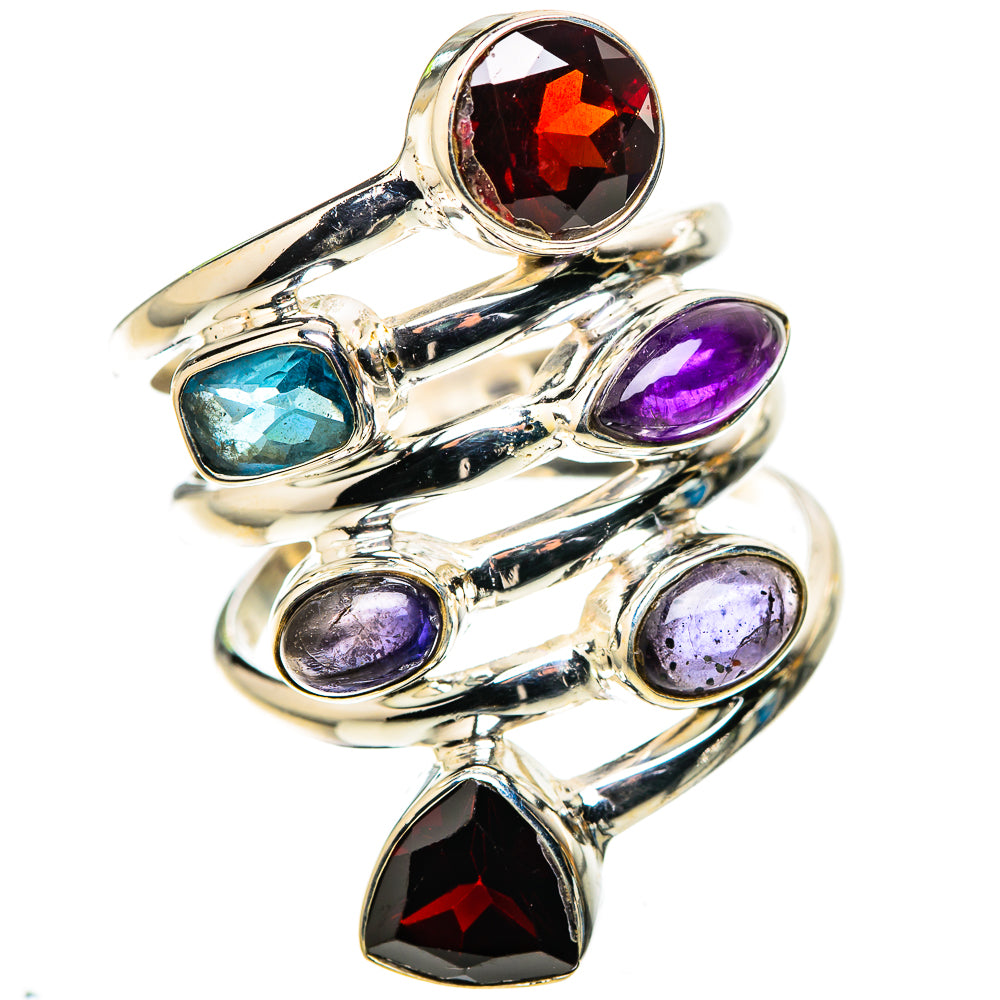 Large Garnet, Amethyst, Tanzanite, Blue Topaz Ring Size 8.25 (925 Sterling Silver) RING136195