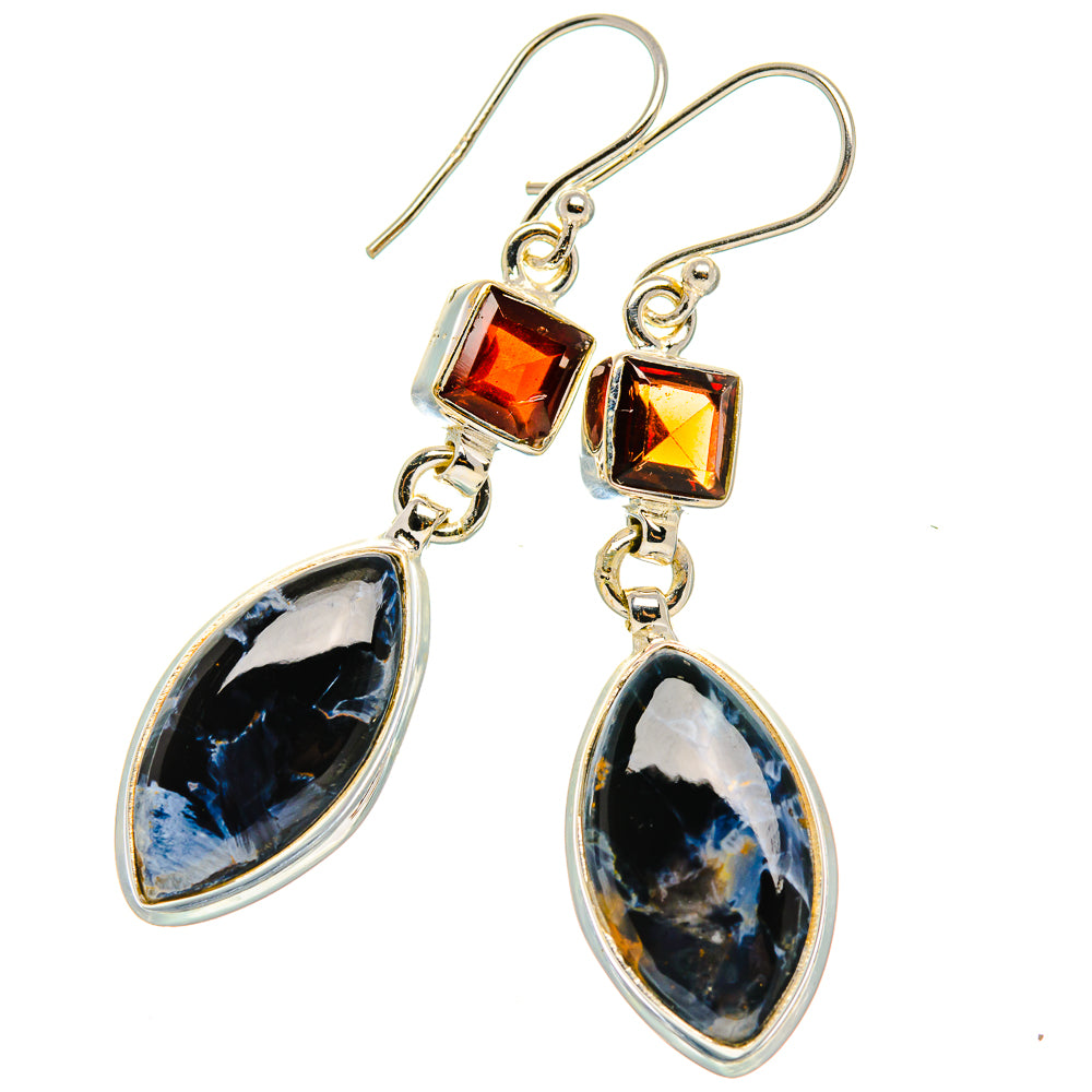 Pietersite, Garnet Earrings 2" (925 Sterling Silver) EARR431773