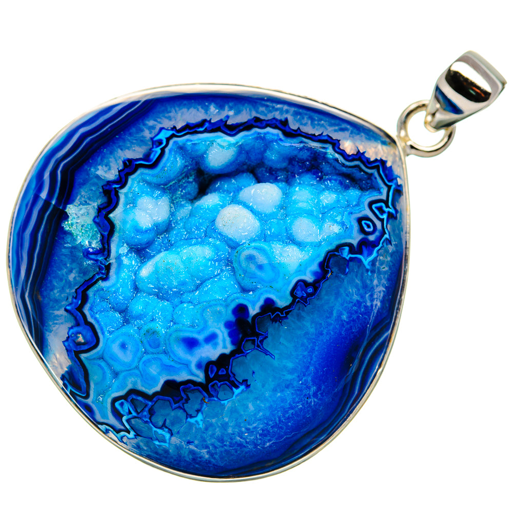 Blue Window Druzy 925 Sterling Silver Pendant 2" Ana Co P37024