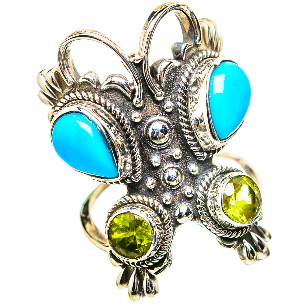 Large Sleeping Beauty Turquoise, Peridot 925 Sterling Silver Ring Size 6.75 (925 Sterling Silver) RING137582