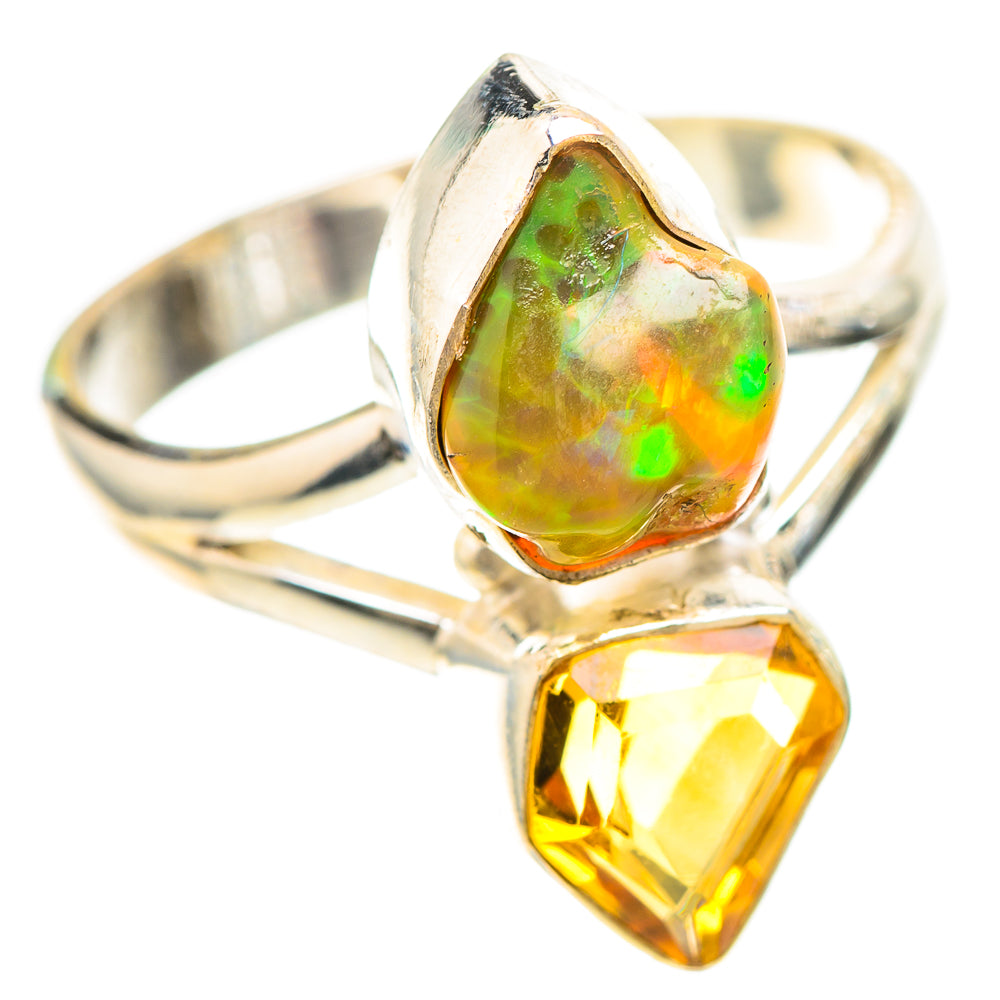 Rough Ethiopian Opal, Citrine Ring Size 8.75 (925 Sterling Silver) RING137028