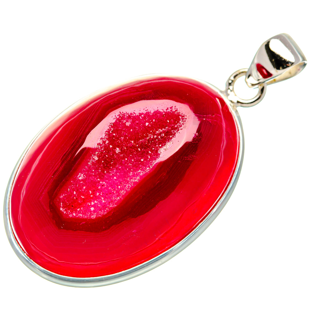 Pink Window Druzy Pendant 1 7/8" (925 Sterling Silver) PD36960