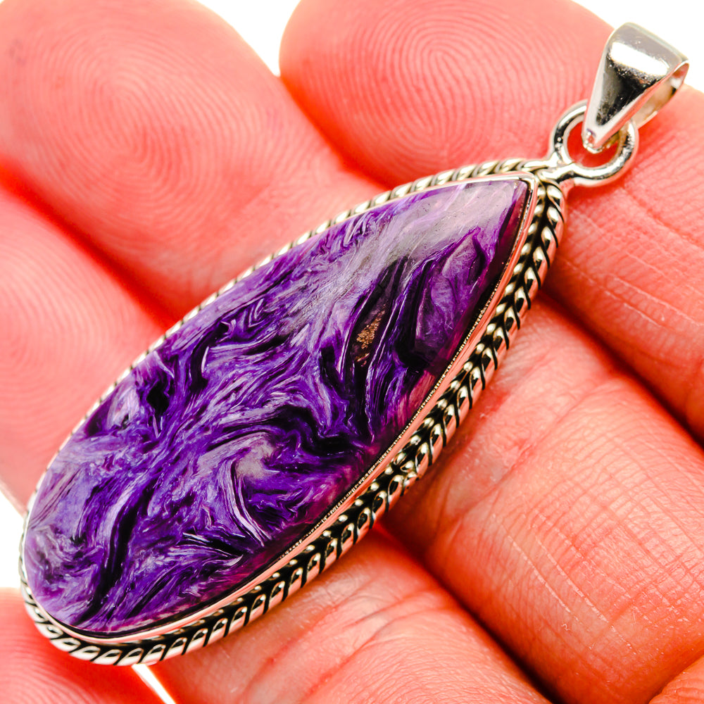 Charoite Pendant 2 1/8" (925 Sterling Silver) PD37448