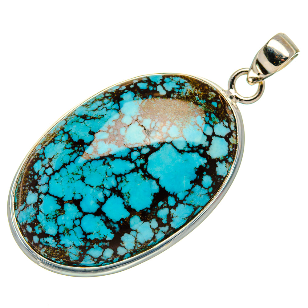 Tibetan Turquoise Pendant 2" (925 Sterling Silver) PD37005
