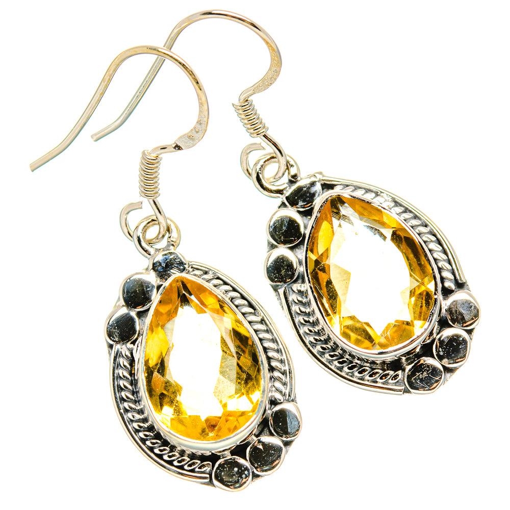 Faceted Citrine Earrings 1 1/2" (925 Sterling Silver) EARR431497
