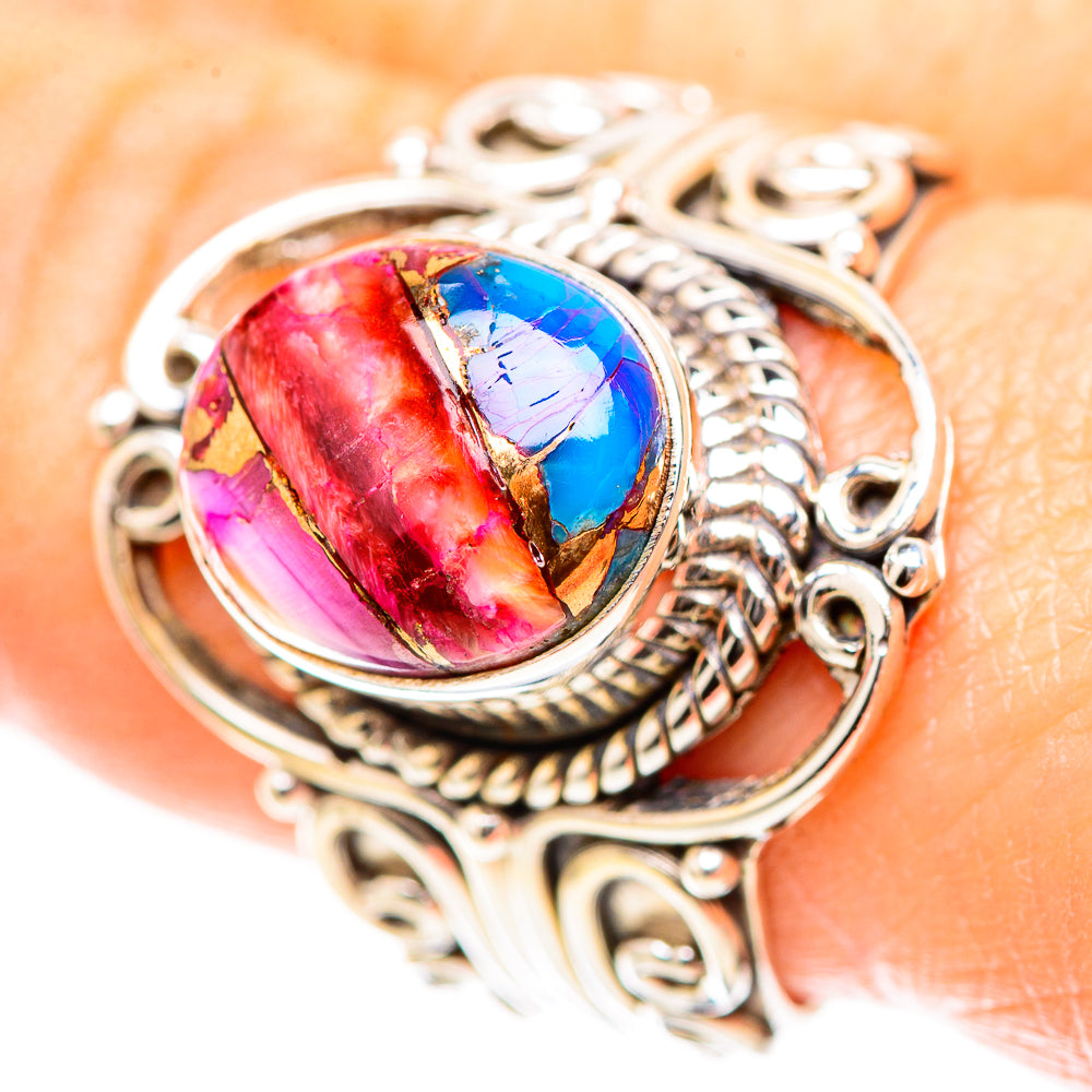 Kingman Pink Dahlia Turquoise 925 Sterling Silver Ring Size 9 (925 Sterling Silver) RING137261