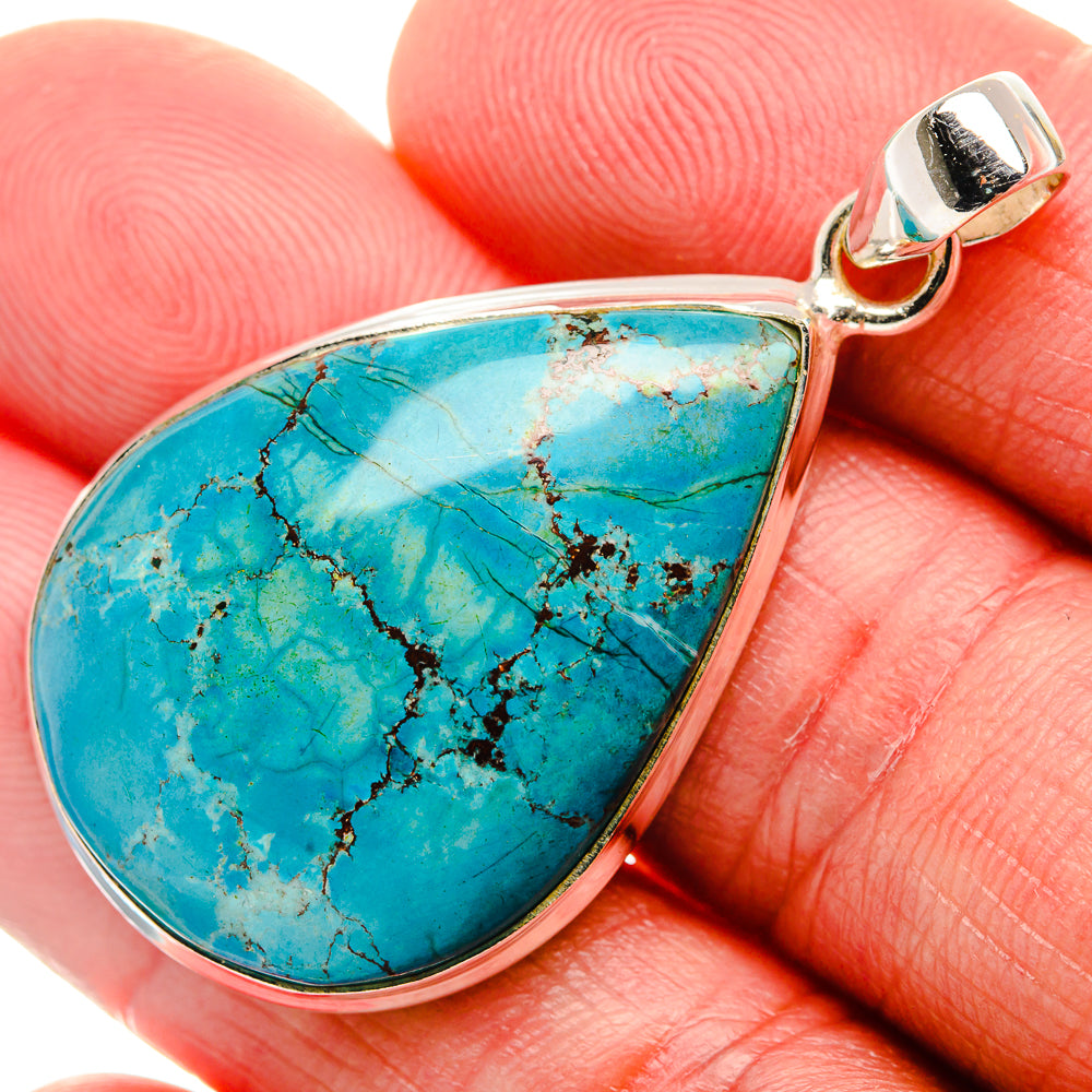 Tibetan Turquoise Pendant 1 7/8" (925 Sterling Silver) PD37058