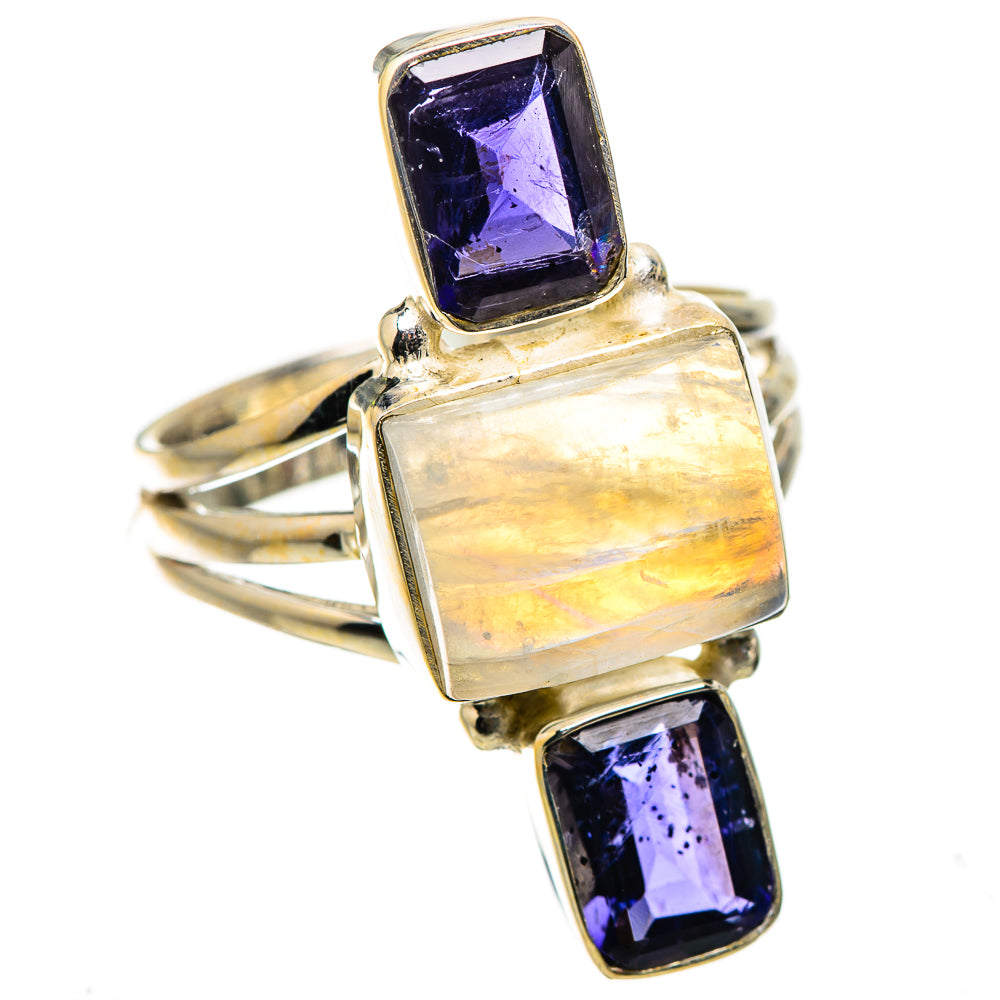 Anasilvercos Rainbow Moonstone, Tanzanite Ring Size 9 (925 Sterling Silver)
