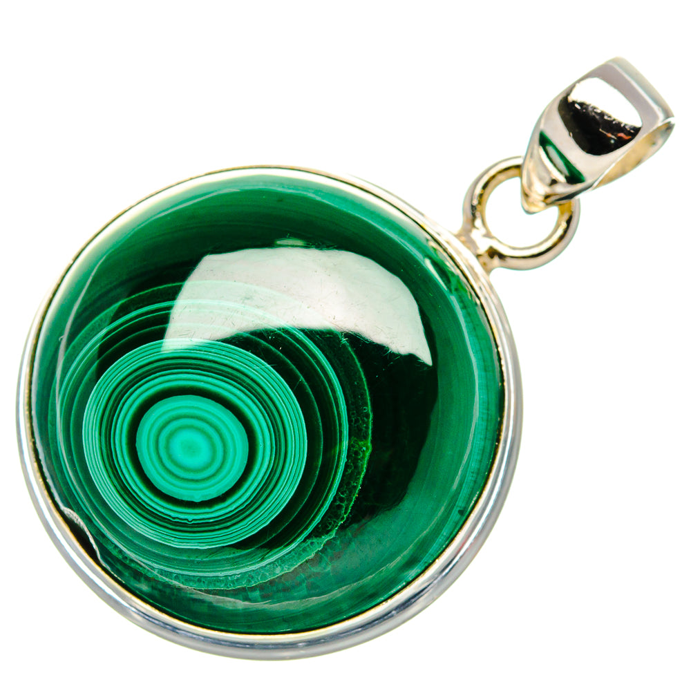 Malachite Pendant 1 3/8" (925 Sterling Silver) PD37281