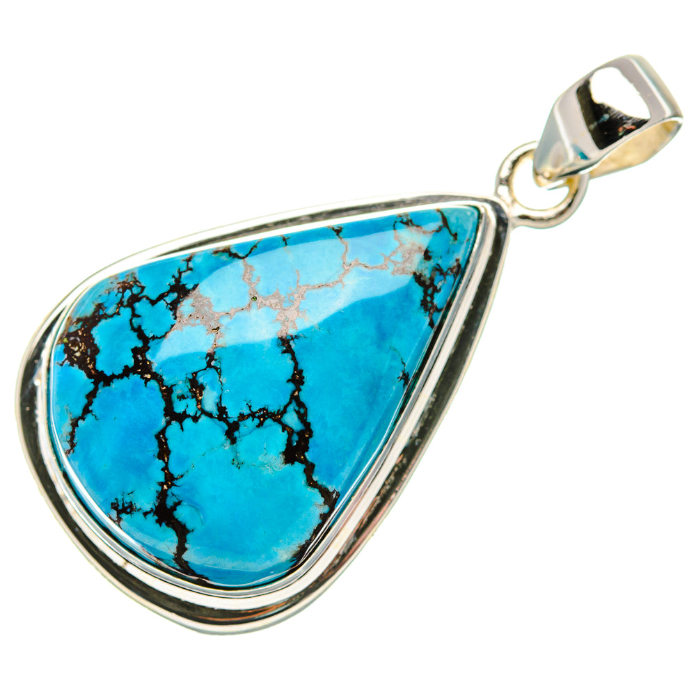 Tibetan Turquoise Pendant 1 5/8" (925 Sterling Silver) PD37296