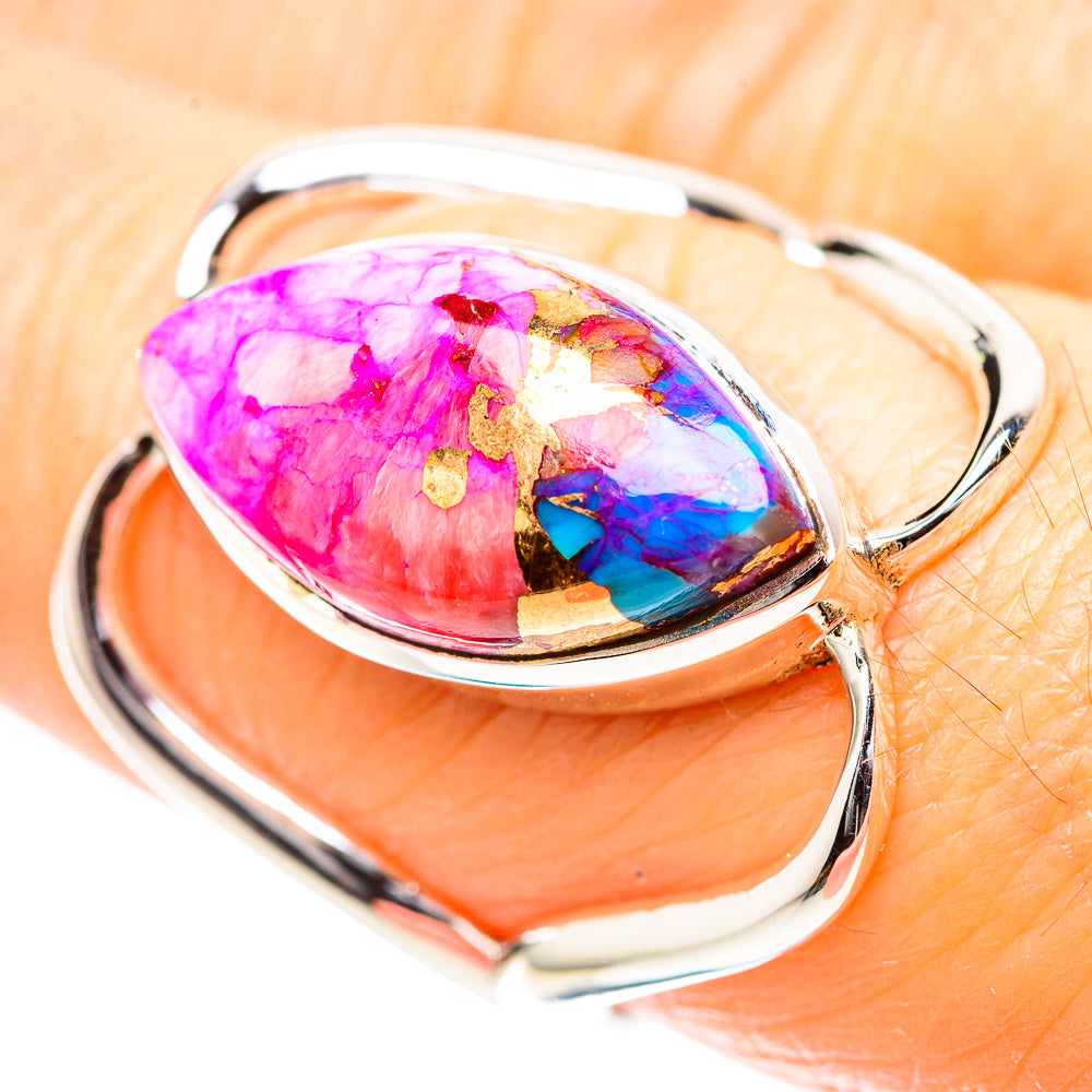 Kingman Pink Dahlia Turquoise Ring Size 7.5 (925 Sterling Silver) RING136607