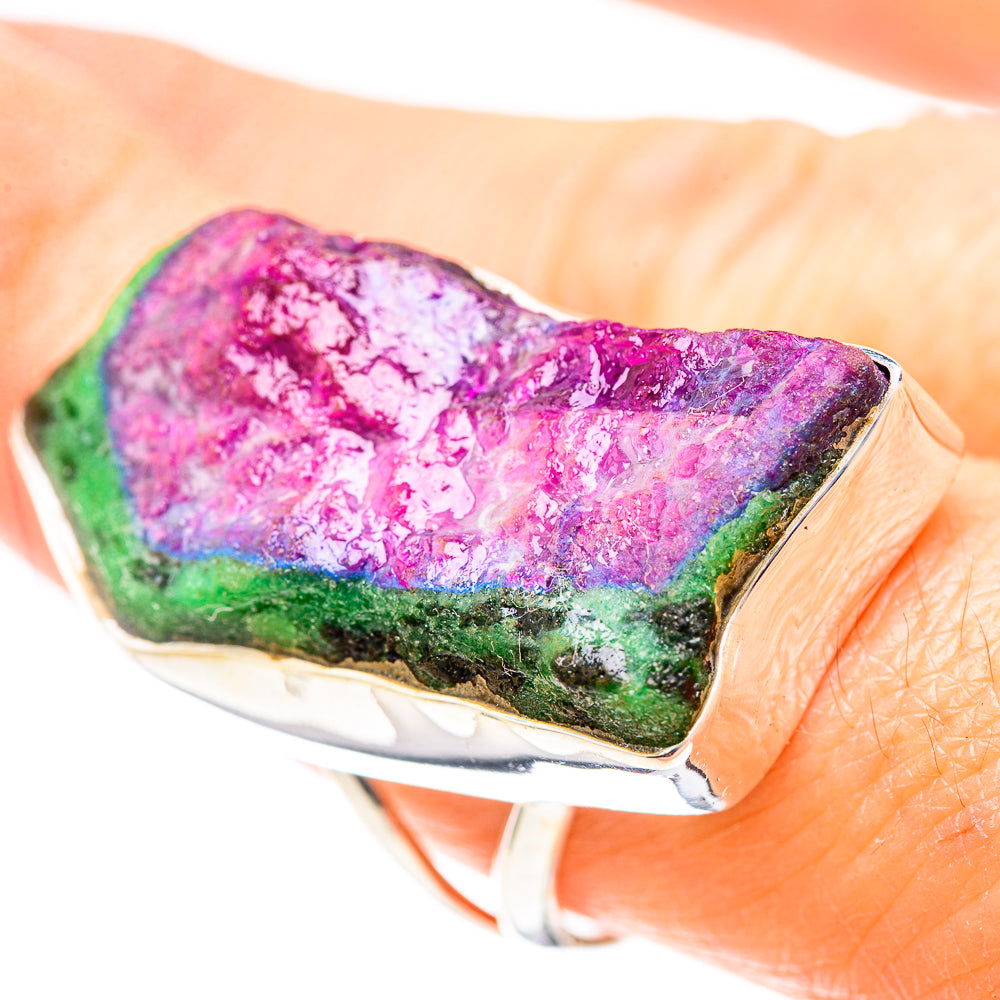 Large Rough Ruby Zoisite 925 Sterling Silver Ring Size 8.75 (925 Sterling Silver) RING137356