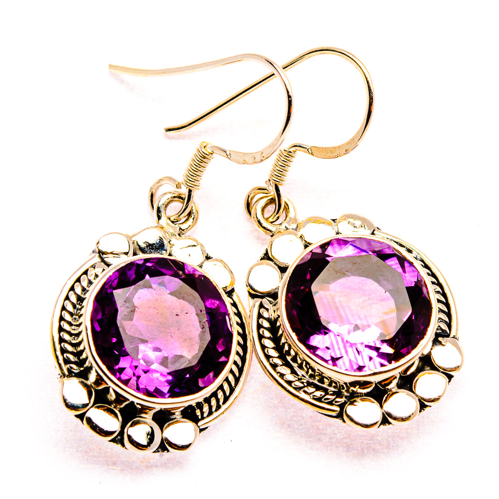 Faceted Amethyst Earrings 1 3/8" (925 Sterling Silver) EARR431834