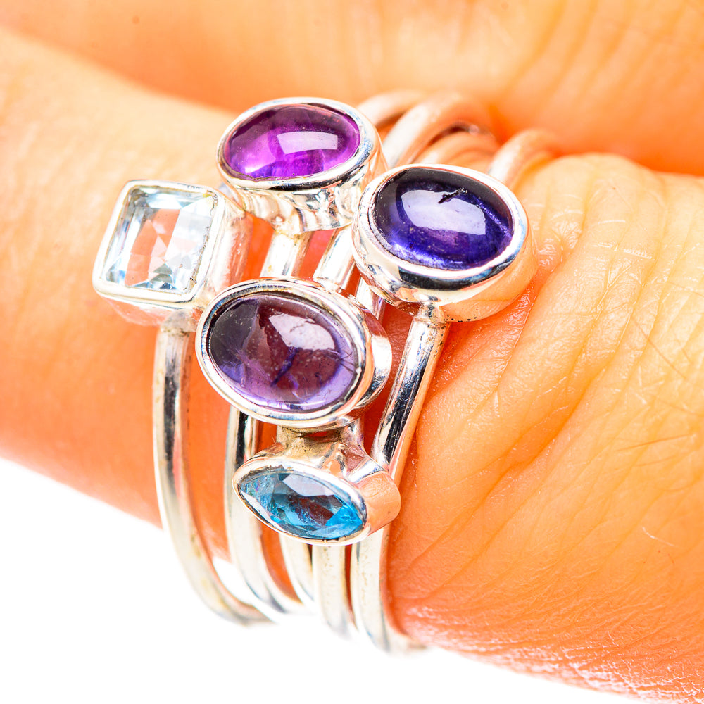 Amethyst, Tanzanite, Blue Topaz 925 Sterling Silver Ring Size 6.5 (925 Sterling Silver) RING137471