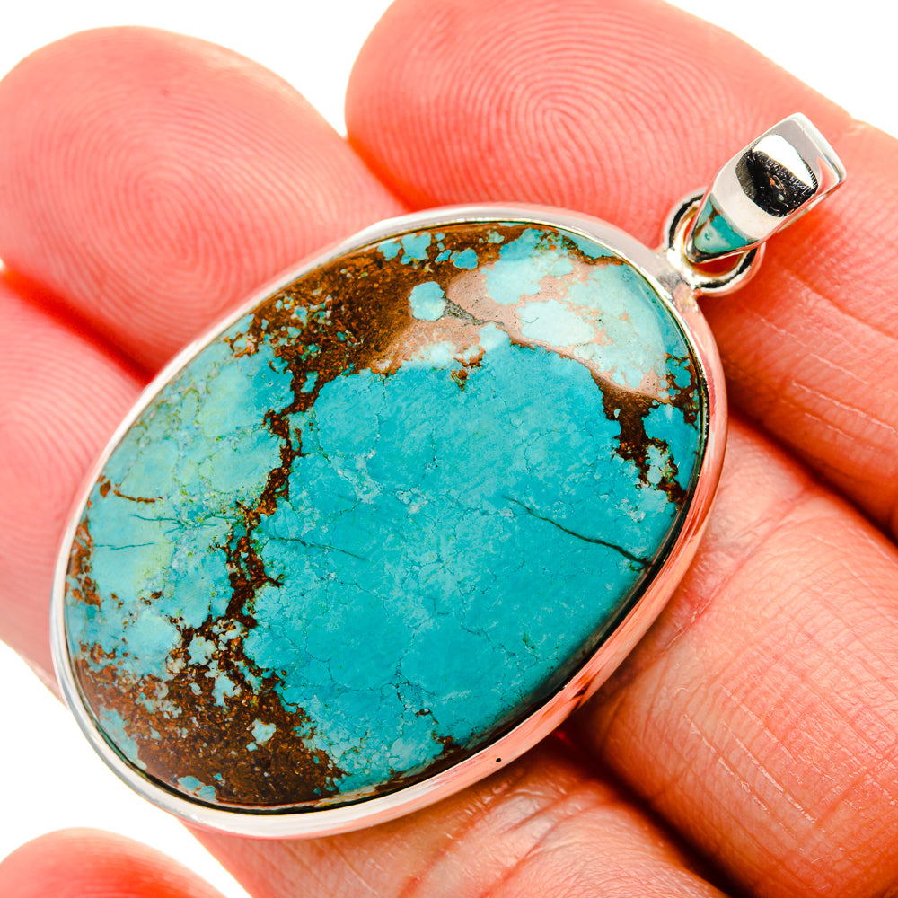 Tibetan Turquoise Pendant 2" (925 Sterling Silver) PD36964