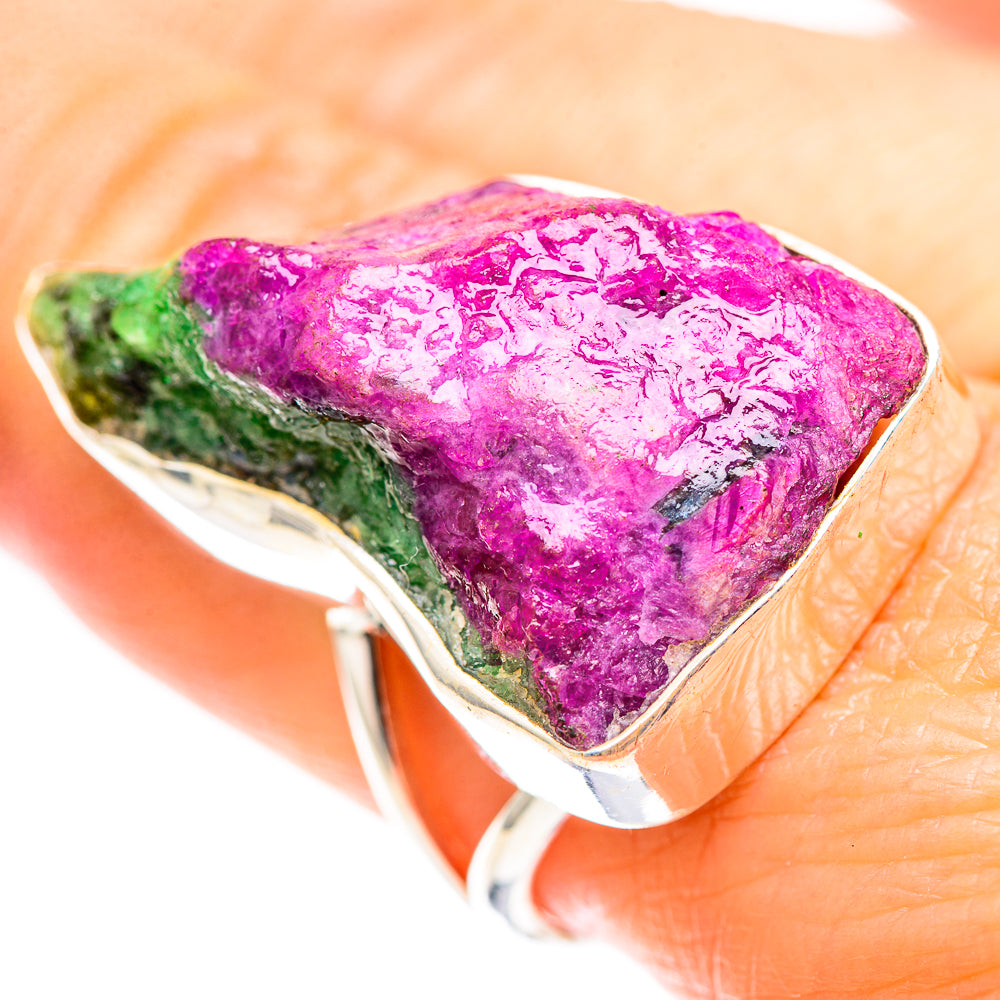 Large Rough Ruby Zoisite Ring Size 9.5 (925 Sterling Silver) RING136932