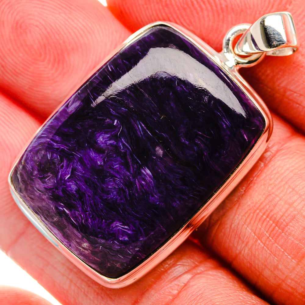 Charoite Pendant 1 5/8" (925 Sterling Silver) PD37417