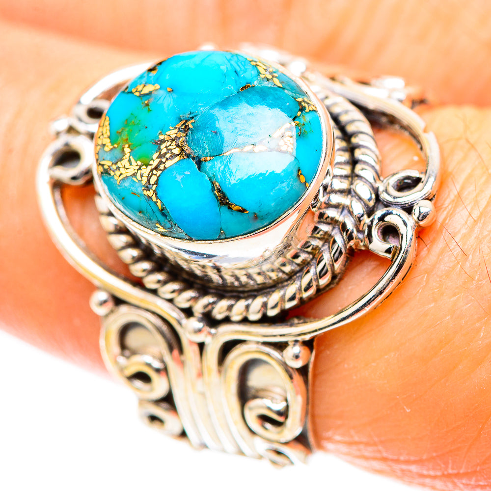 Blue Copper Composite Turquoise Ring Size 7.75 (925 Sterling Silver) RING136731