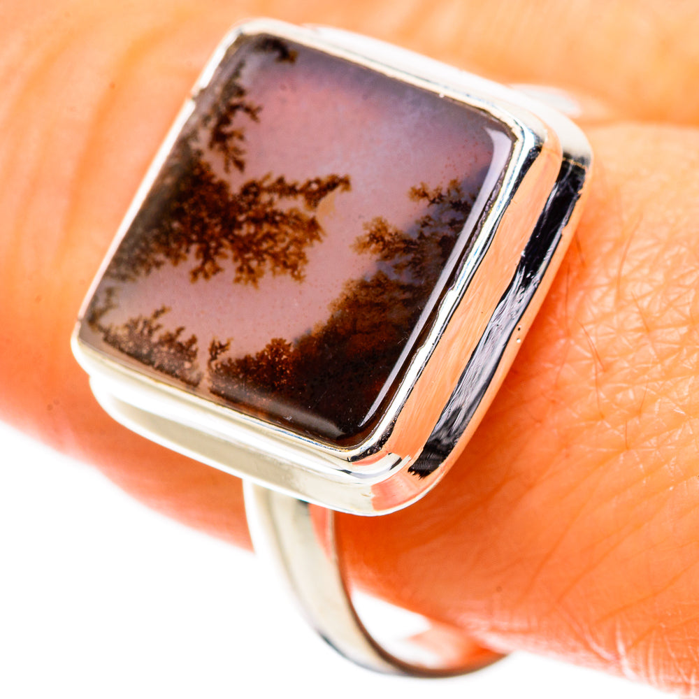 Anasilvercos Scenic Dendritic Agate Ring Size 9.75 (925 Sterling Silver)