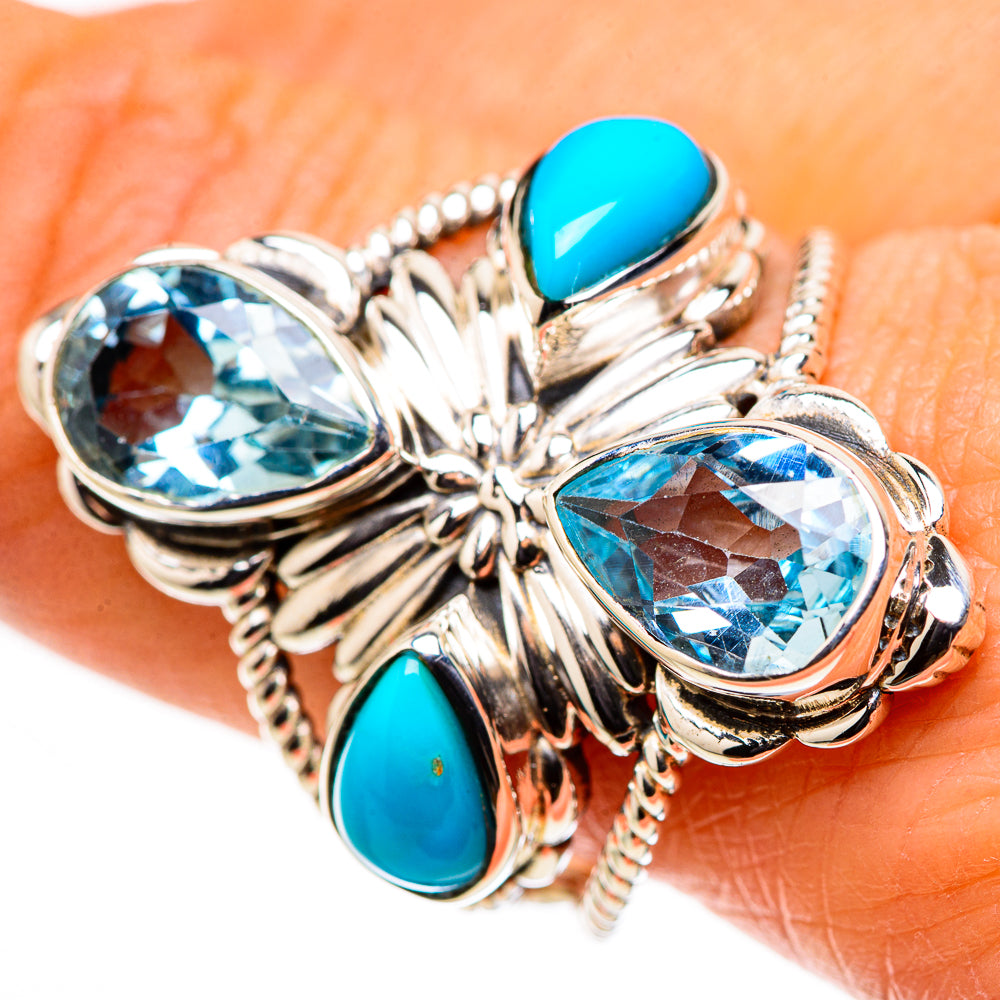 Large Blue Topaz, Sleeping Beauty Turquoise Ring Size 10 (925 Sterling Silver) RING134750