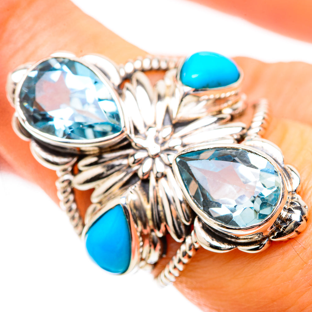 Large Blue Topaz, Sleeping Beauty Turquoise Ring Size 7 (925 Sterling Silver) RING135550