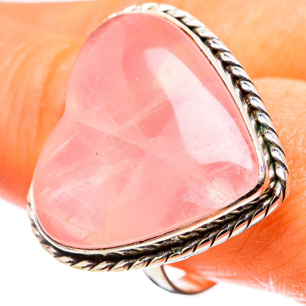 Large Rose Quartz Ring Size 9.75 (925 Sterling Silver) RING136123
