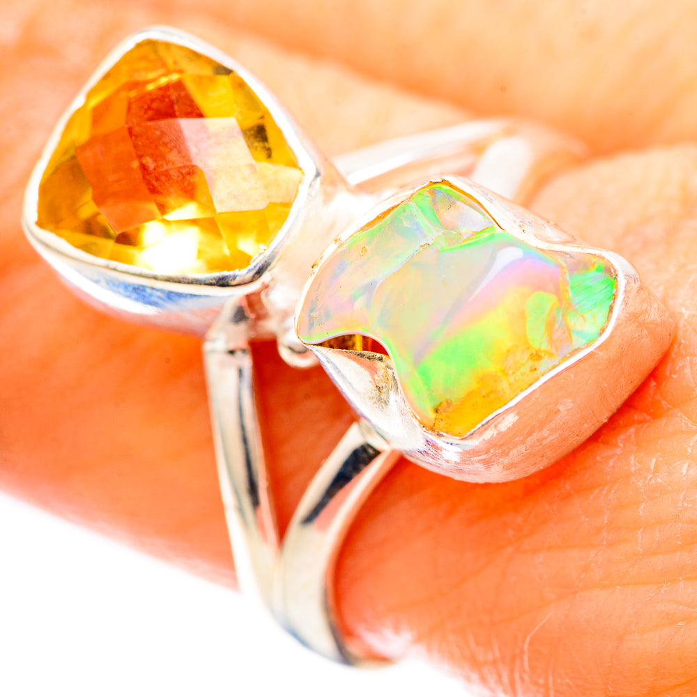Ethiopian Opal, Citrine Ring Size 9 (925 Sterling Silver) RING136506