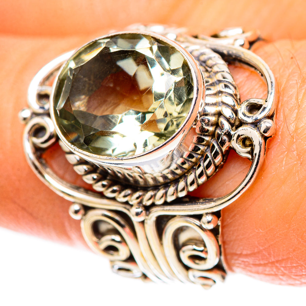 Faceted Green Amethyst 925 Sterling Silver Ring Size 7.5 (925 Sterling Silver) RING137624