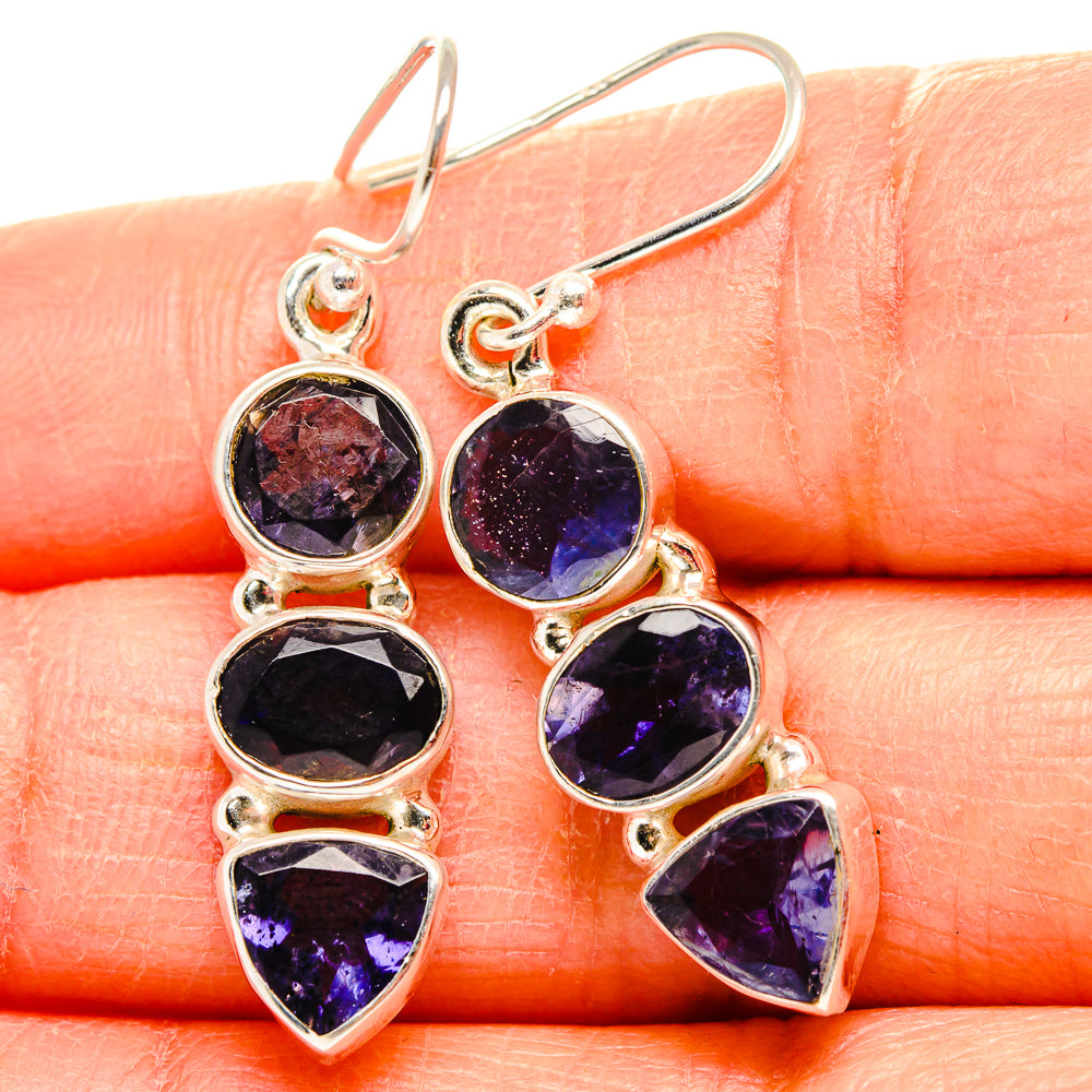 Faceted Tanzanite Earrings 1 3/4" (925 Sterling Silver) EARR431598