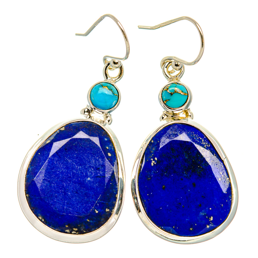 Lapis Lazuli, Blue Copper Composite Turquoise Earrings 1 3/4" (925 Sterling Silver) EARR431839