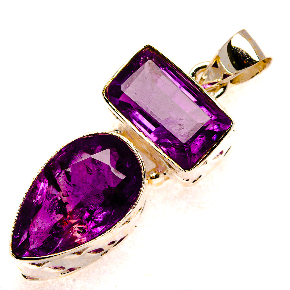 Faceted Amethyst Pendant 1 5/8" (925 Sterling Silver) PD37334
