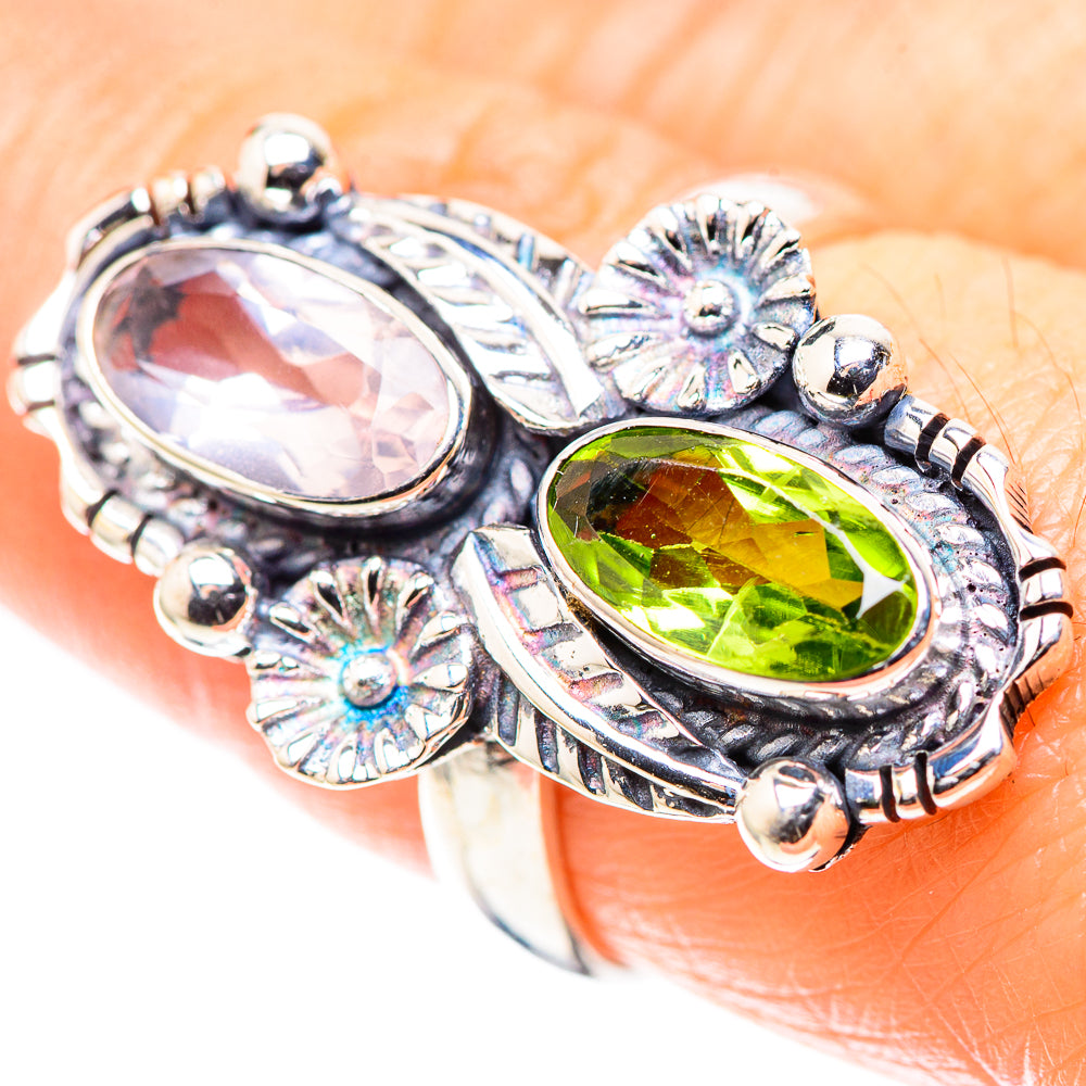 Rose Quartz, Peridot Ring Size 8 (925 Sterling Silver) RING136848