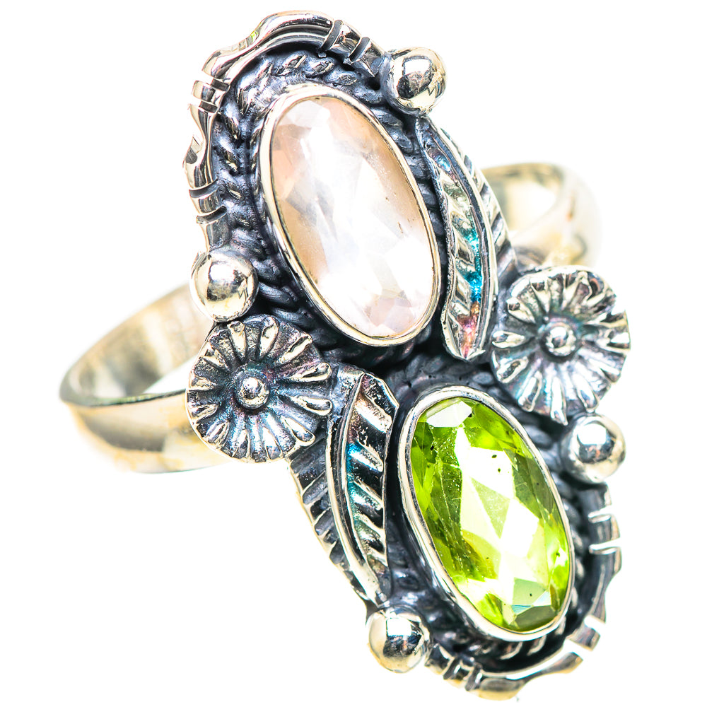 Rose Quartz, Peridot 925 Sterling Silver Ring Size 10.75 (925 Sterling Silver) RING137502