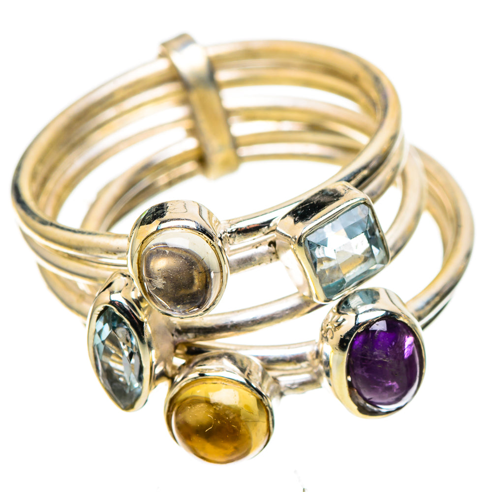 Amethyst, Citrine, Rainbow Moonstone, Blue Topaz 925 Sterling Silver Ring Size 6.5 (925 Sterling Silver) RING137636