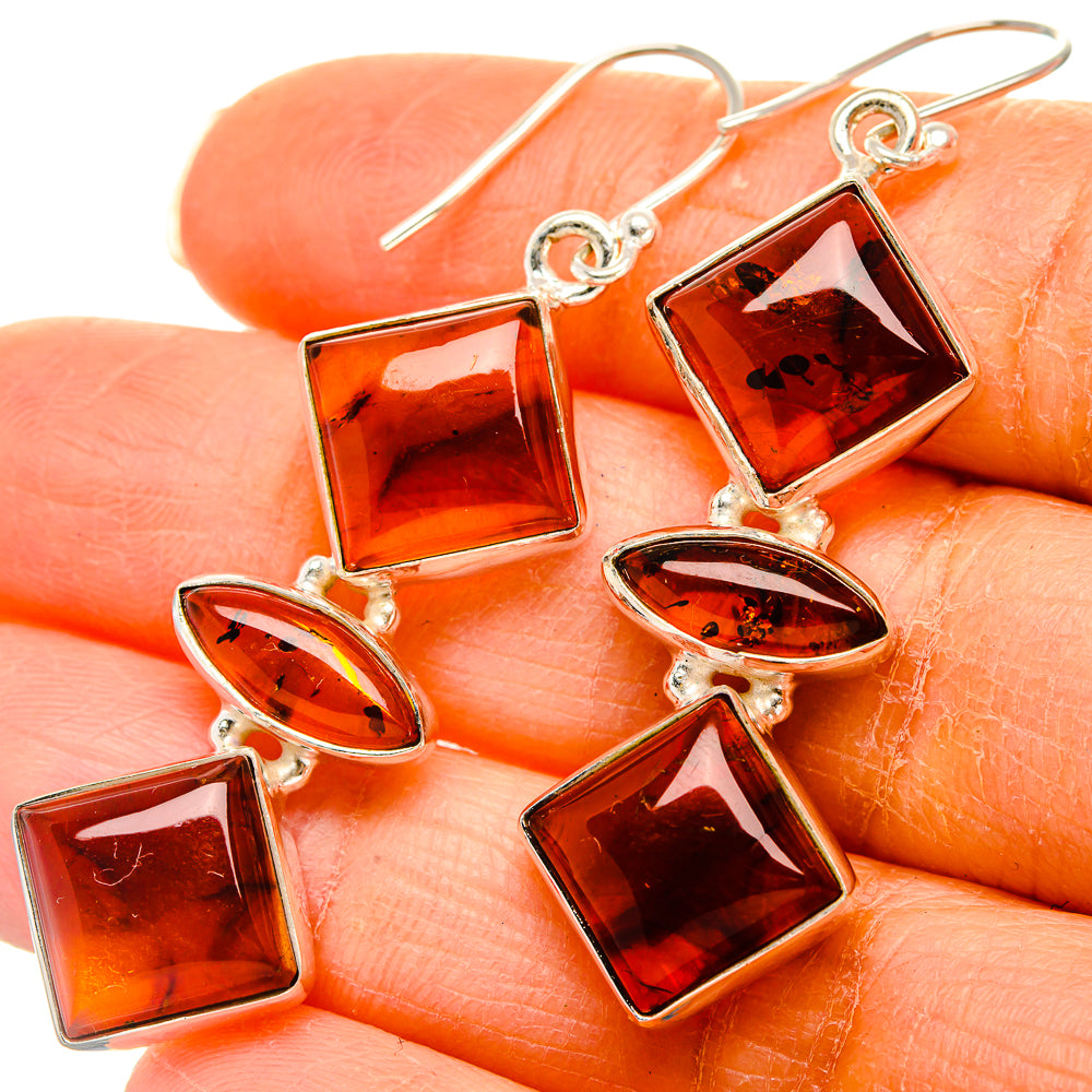 Baltic Amber Earrings 2 1/4" (925 Sterling Silver) EARR431750