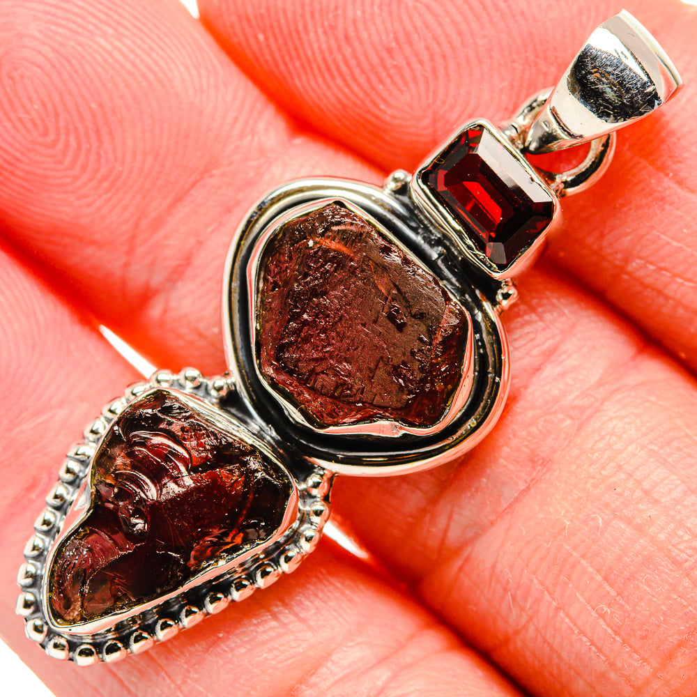 Rough Garnet Pendant 2" (925 Sterling Silver) PD36743