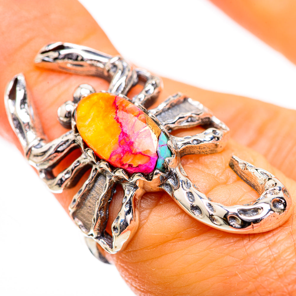 Kingman Pink Dahlia Turquoise Ring Size 6.5 (925 Sterling Silver) RING135831