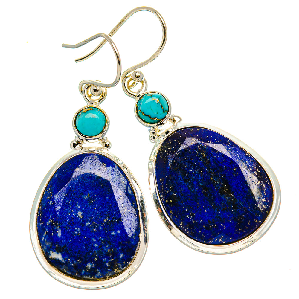 Lapis Lazuli, Blue Copper Composite Turquoise Earrings 1 3/4" (925 Sterling Silver) EARR431870