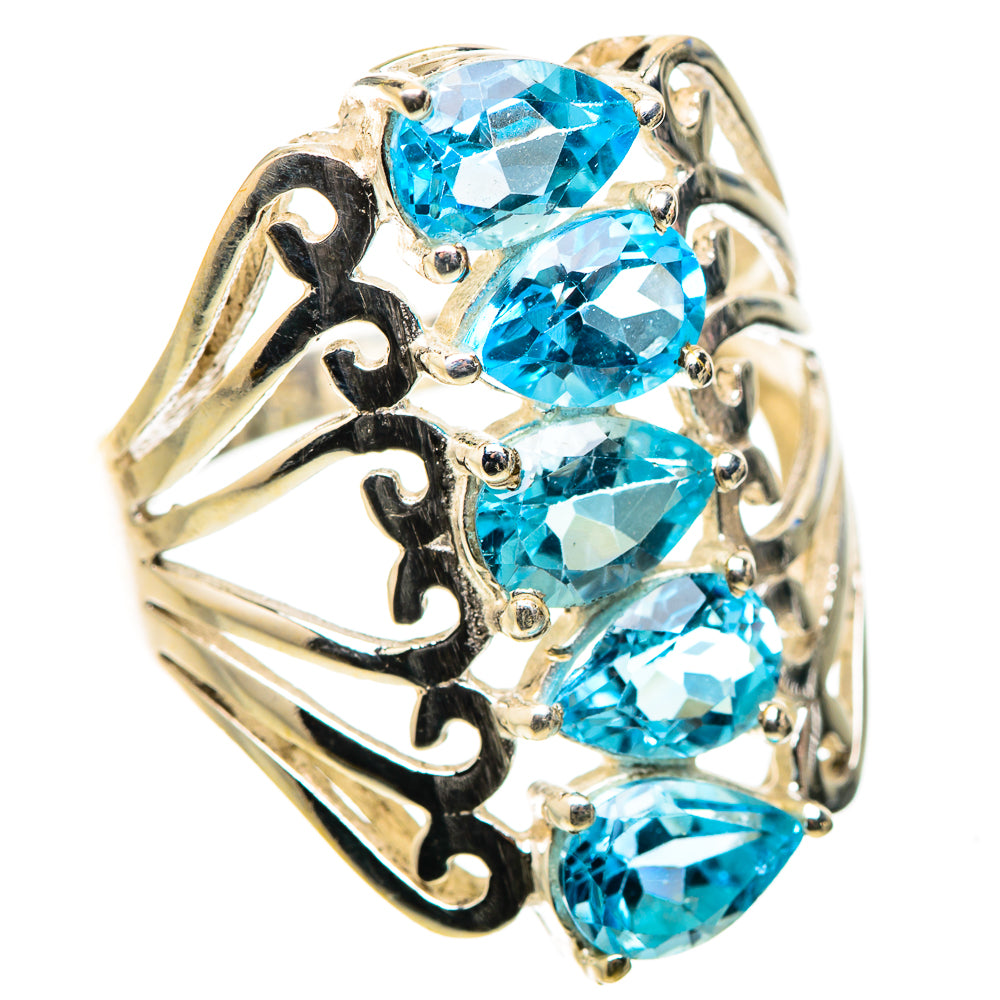 Anasilvercos Blue Topaz Ring Size 8.25 (925 Sterling Silver)