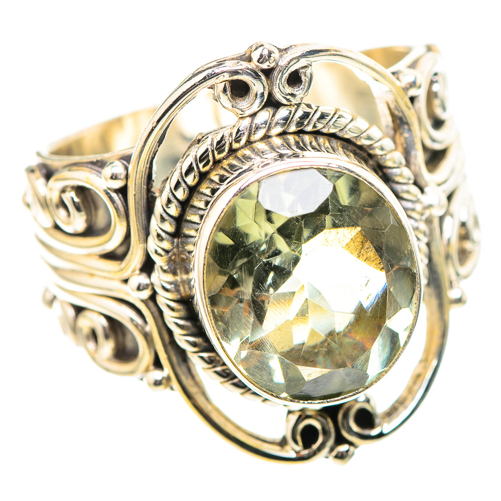 Faceted Green Amethyst Ring Size 8.5 (925 Sterling Silver) RING136669