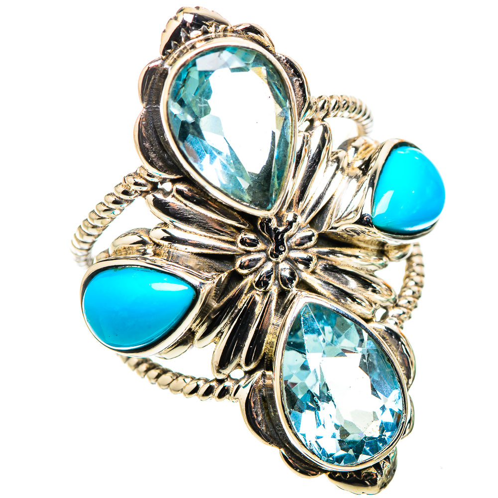Large Blue Topaz, Sleeping Beauty Turquoise Ring Size 7.25 (925 Sterling Silver) RING135724