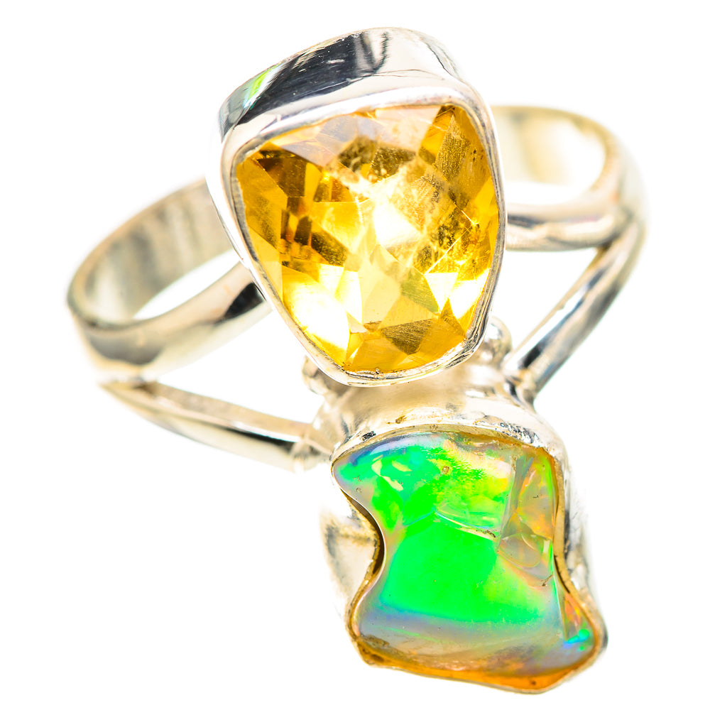 Ethiopian Opal, Citrine Ring Size 9 (925 Sterling Silver) RING136506